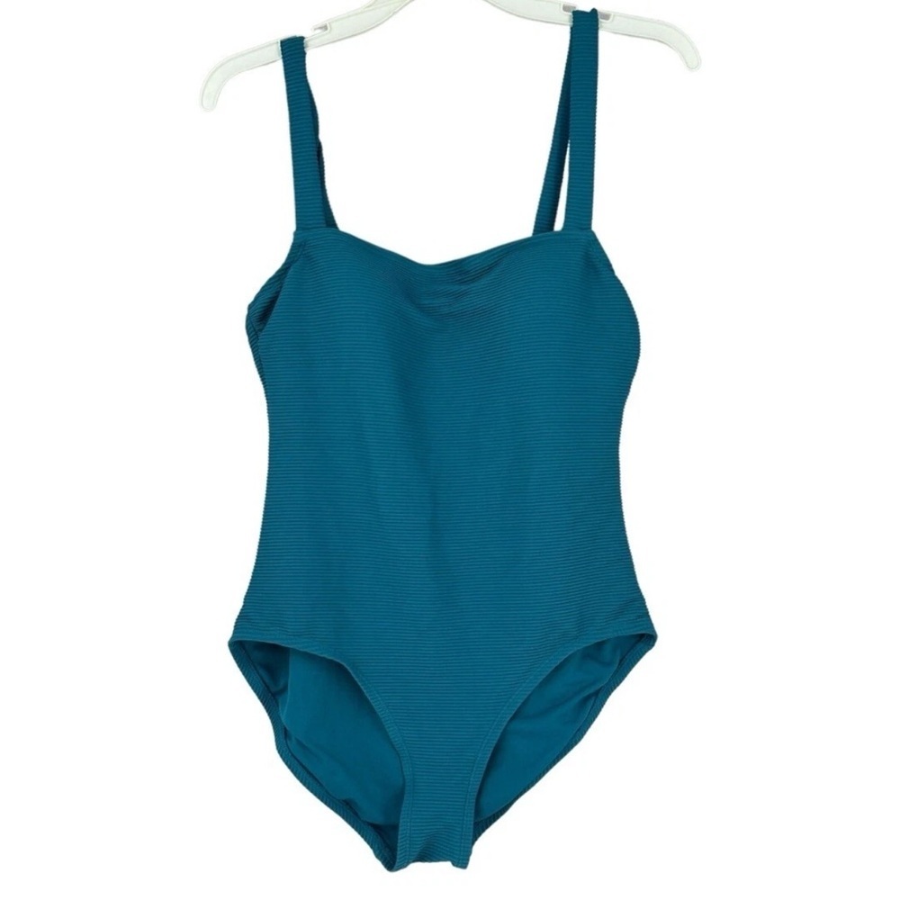 Kona Sol Women’s One Piece High Coverage Ribbed Bikini Teal Size S(4-6)
